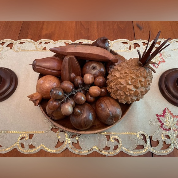 Vintage MCM Wooden Fruit and bowl - Picture 13 of 14